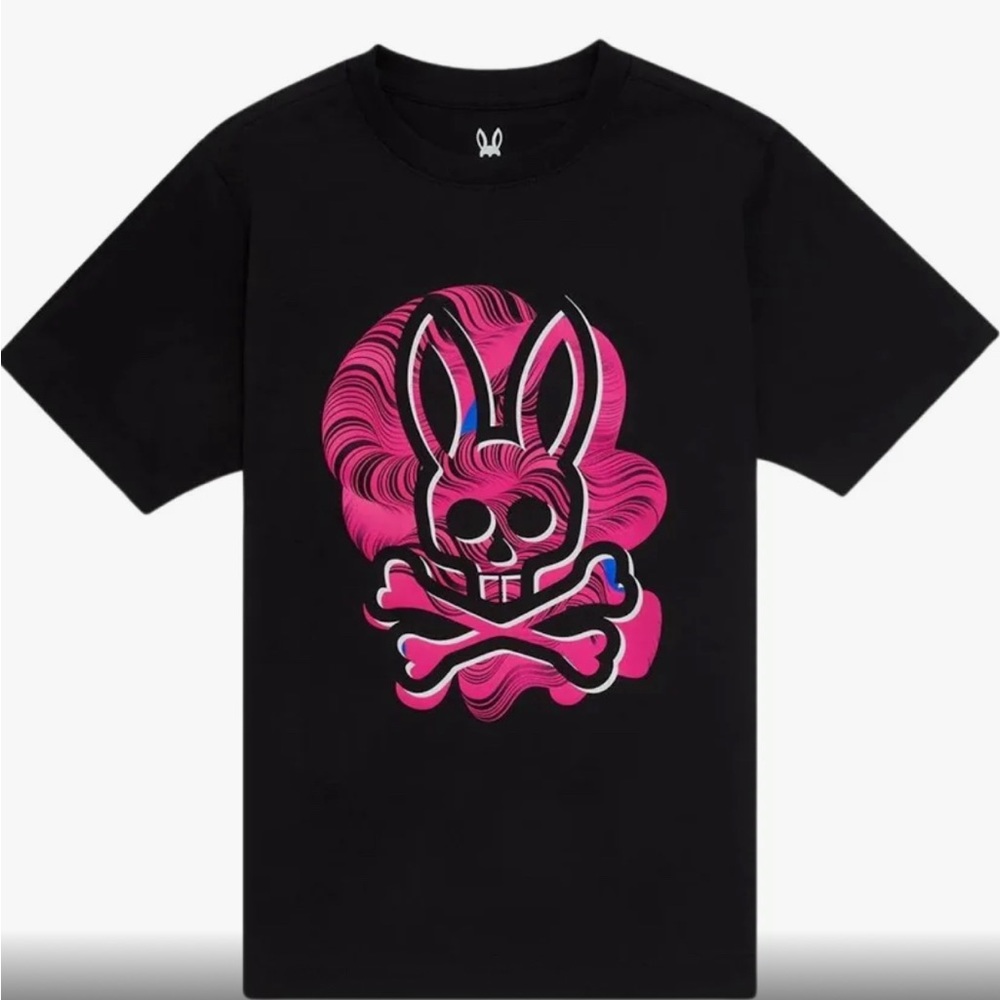 Psycho Bunny Black and Pink Kids Short Sleeve Tee